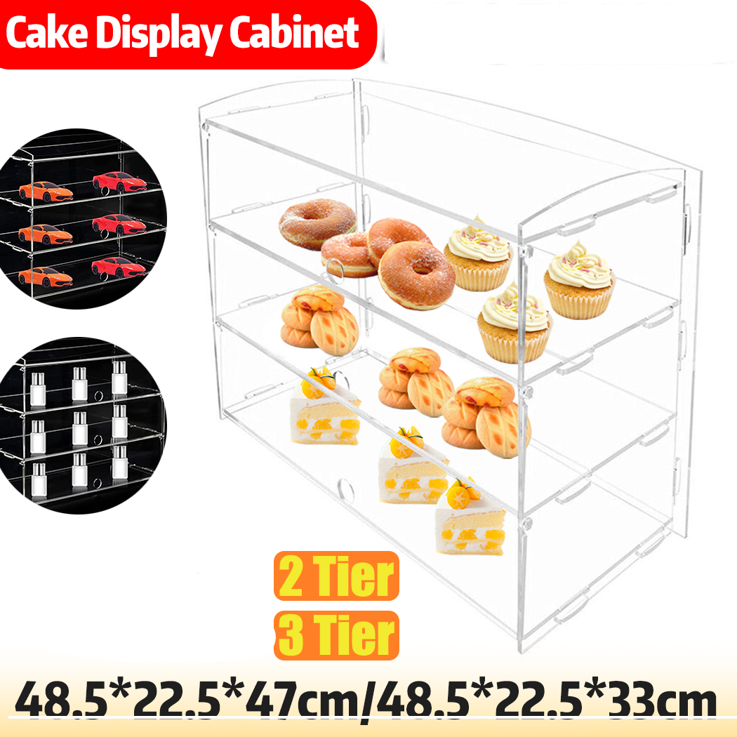 3-Tier Large Acrylic Bakery Cake Display Cabinet Case Donuts Cupcake Pastries
