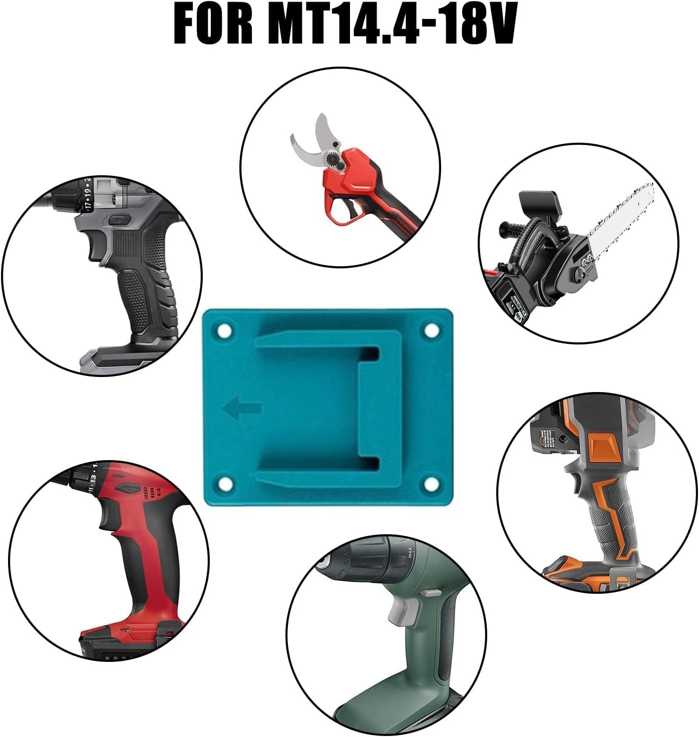 10X Slots Tool Holder Bracket Rack for Bosch Makita 18V Lithium Battery Machine