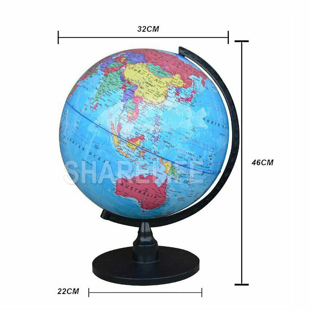 World Globe Rotating Map Earth 32CM with Stand Kids Geography Educational Toy