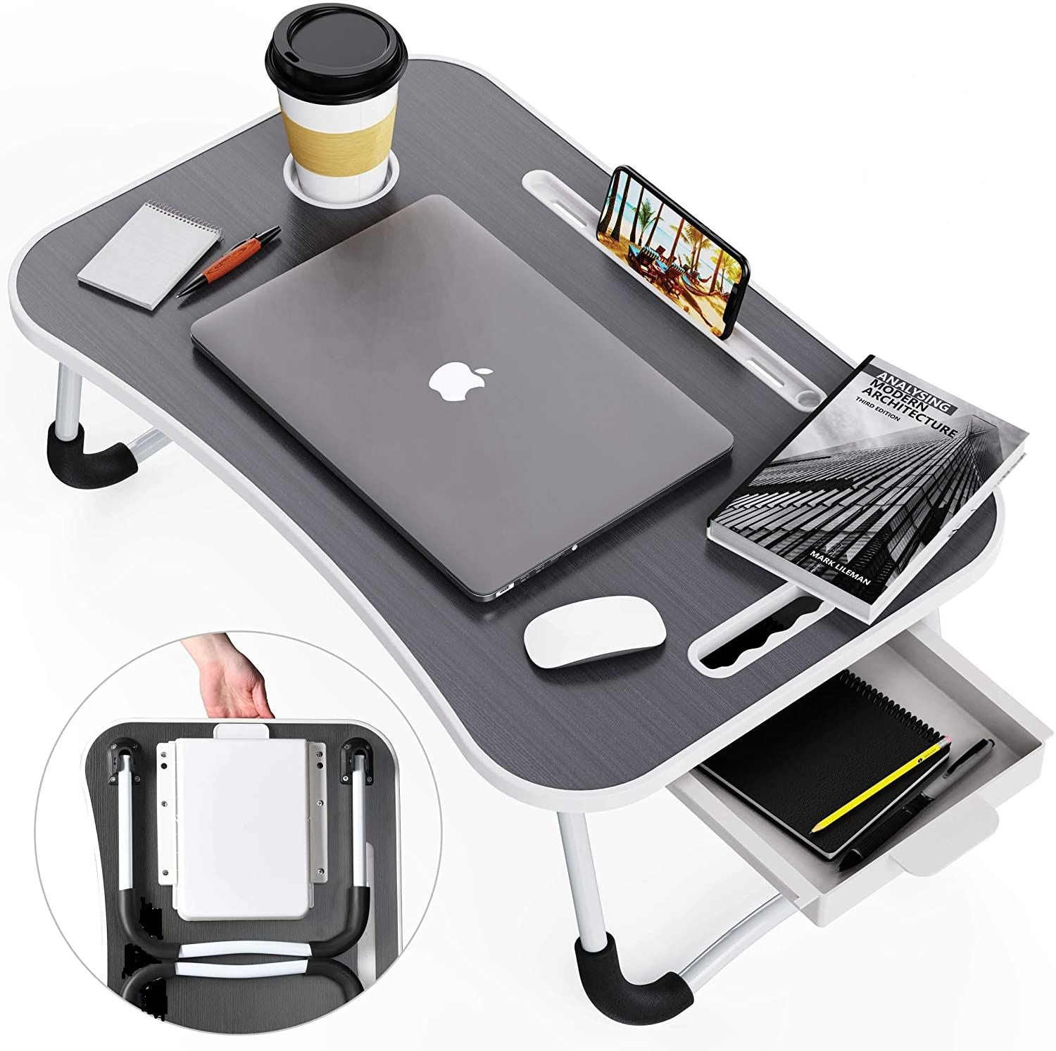 CARLA HOME Laptop Bed Desk with Storage and foldable legs for Adults, Kids & Home Office-1978962240417697792