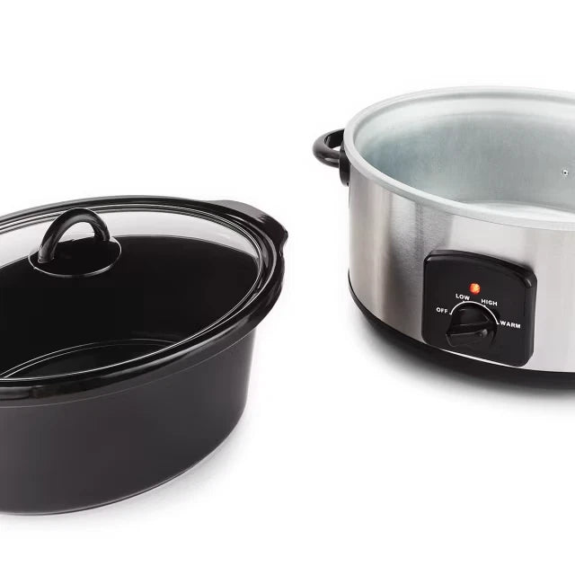 New 5L Slow Cooker+Stainless Steel Overnight Cooker With Removable Ceramic Pot