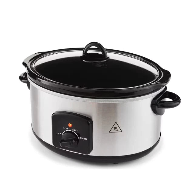 New 5L Slow Cooker+Stainless Steel Overnight Cooker With Removable Ceramic Pot