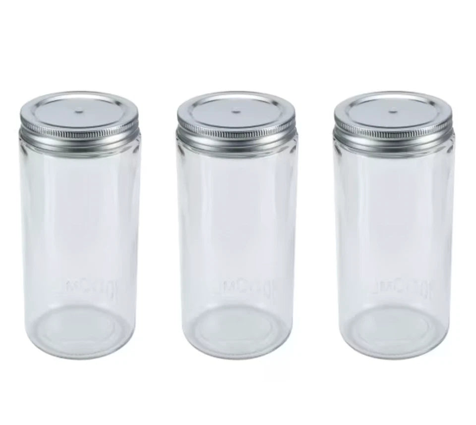 3x 1 Litre Quart Wide Mouth Mason Australia Preserving Jars BPA Free