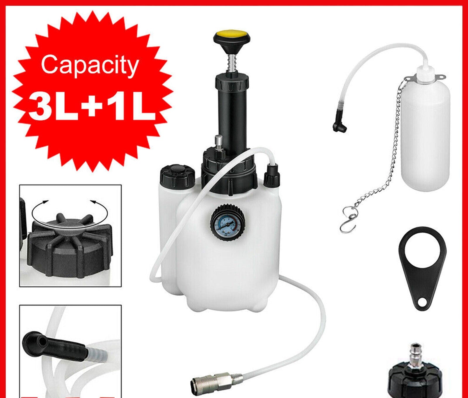 3L Air Brake Bleeder Clutch Vacuum Bleeding Extractor Fluid Fill Kit E20 Adapter