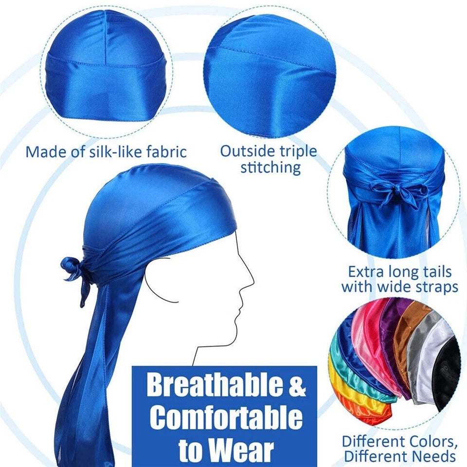 Unisex Bandana Doo Durag Headwear Soft Silk Pirate Cap Wrap Fashion Men Women AU