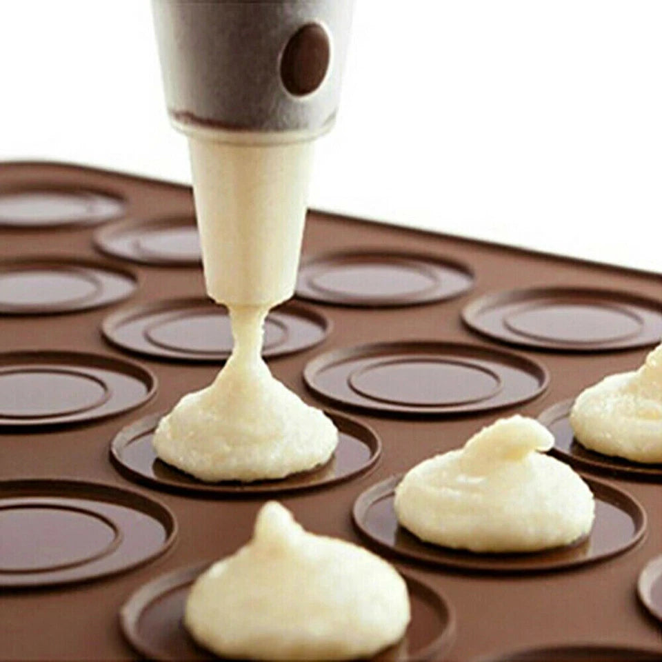 30/48 Cavities Macaron Macaroon Baking Mat Cake Silicone Tray Sheet 4 Nozzles