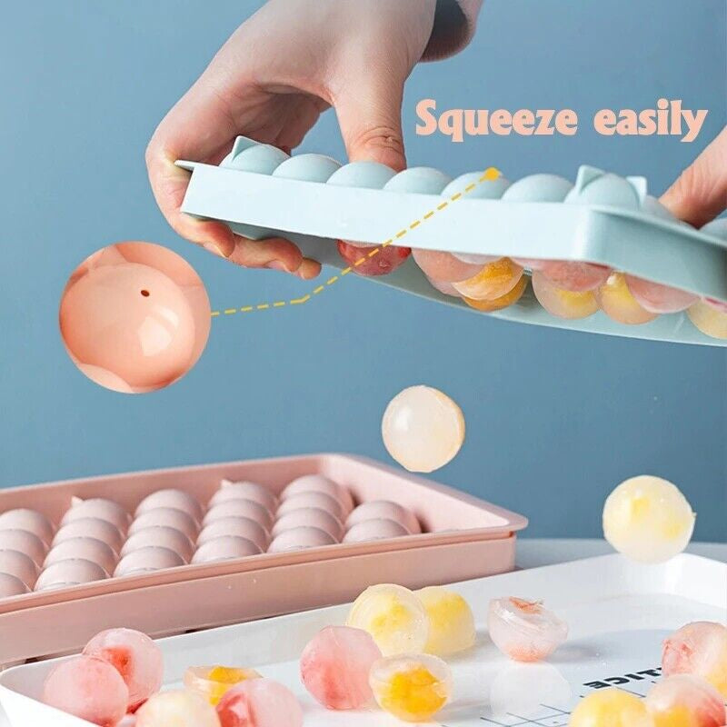 33 Grids Ball Maker Plastic Mold Sphere Whiskey round Mould Large Ice Cube Tray