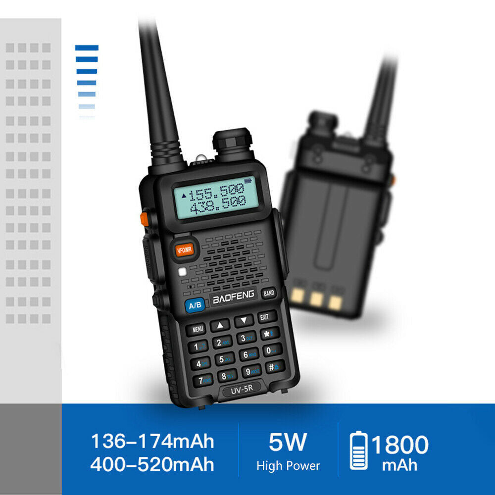 UV-5R Two Way Radio Walkie Talkie LCD Long Range  UHF with Headsets