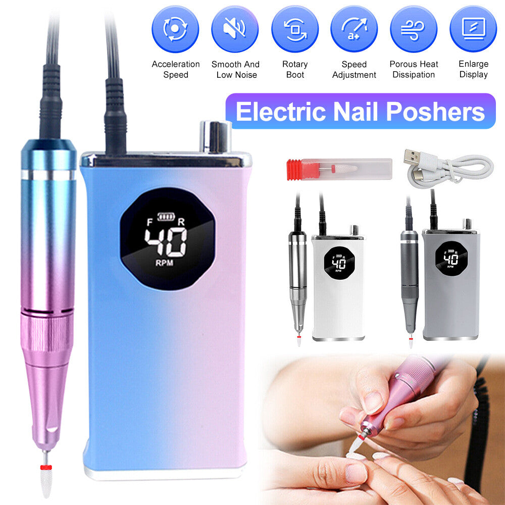 40000RPM Rechargeable Electric Nail Drill Machine Manicure Portable Nail File AU