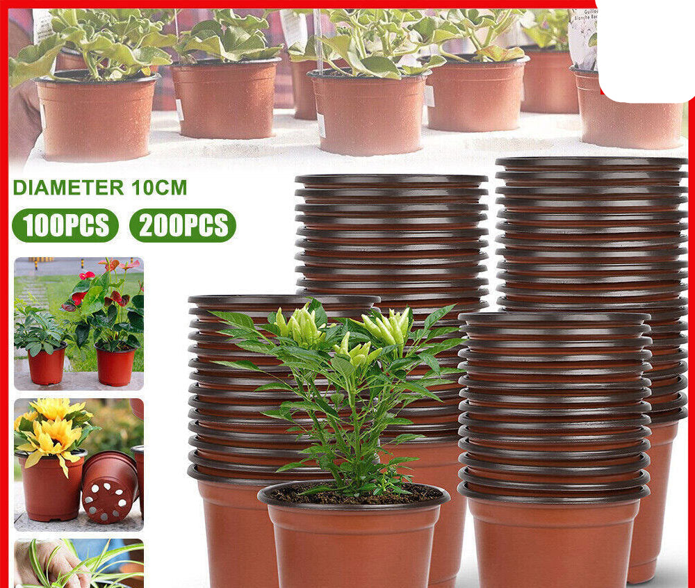 400X Plastic Plant Flower Pots Nursery Seedlings Growing Garden Red Plant Pots