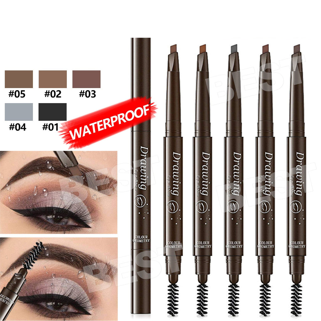 Waterproof Eyebrow Pencil Brow Eye Eyeliner Pen with Brush Makeup Cosmetic Tool
