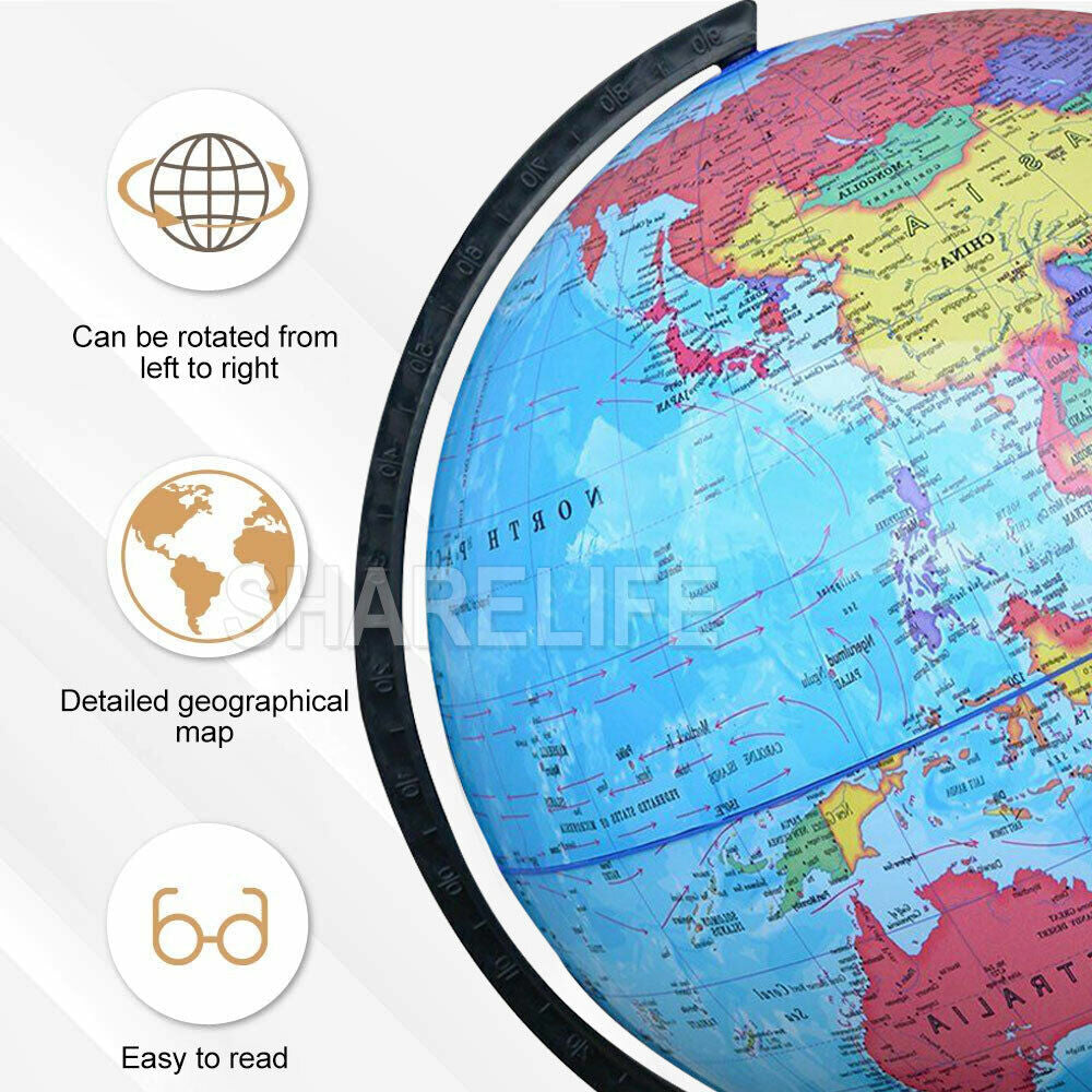 World Globe Rotating Map Earth 32CM with Stand Kids Geography Educational Toy