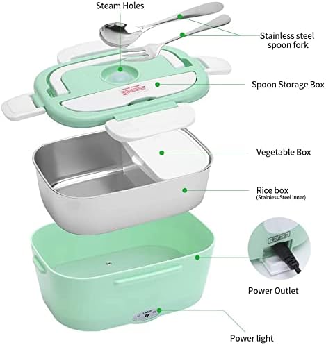 Portable Electric Lunchbox 1.5L | 2-in-1 Food Warmer with 360° Heating, Stainless Steel & Leak-Proof Design for Car/Office/Travel