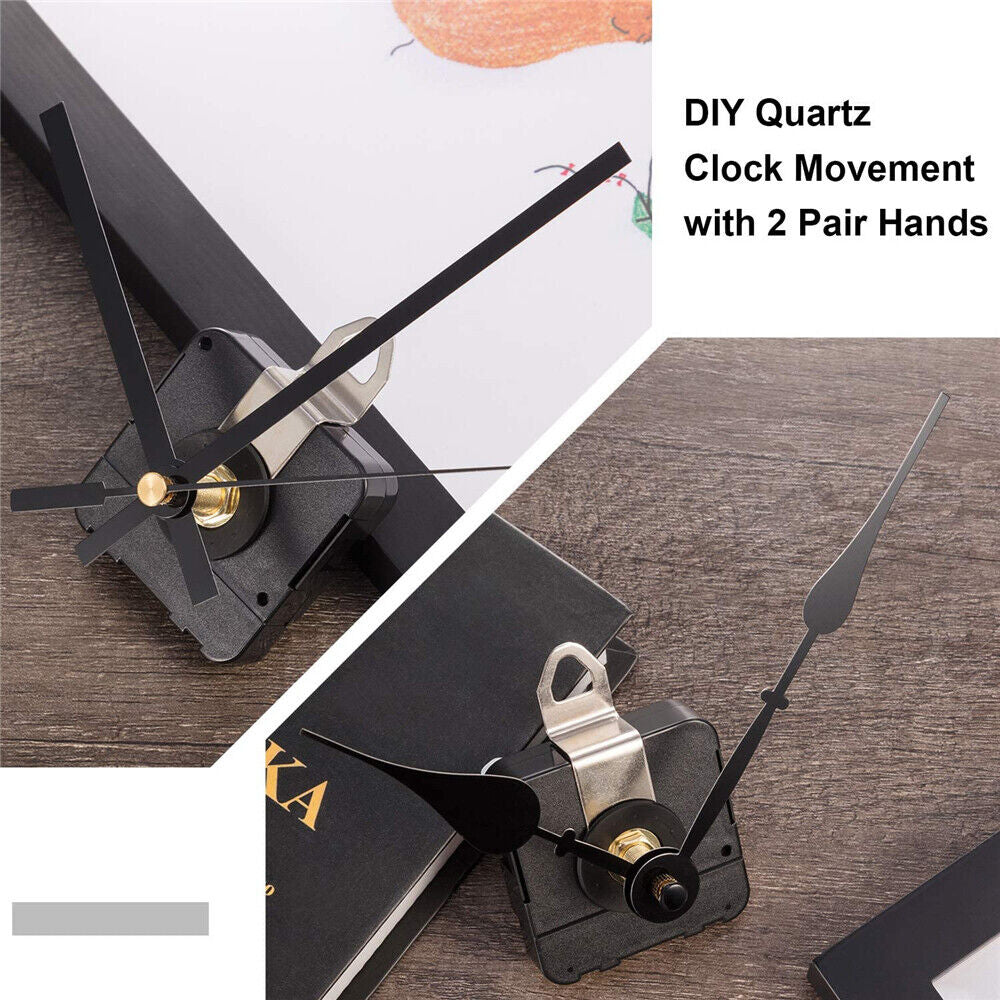 12Pcs Wall Clock Quartz Movement Motor Mechanism Long Spindle Hands Repair Kit
