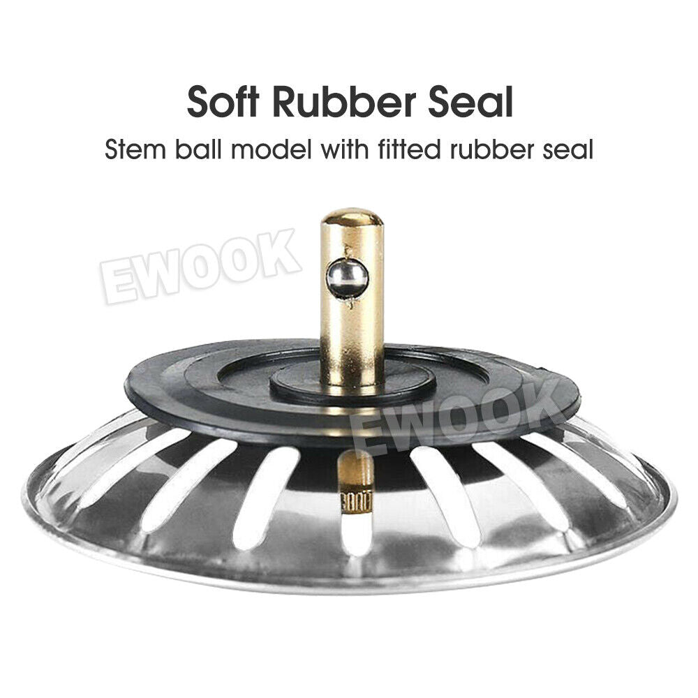 2X High Quality Stainless Steel Kitchen Waste Sink Drain Strainer Plug Stopper