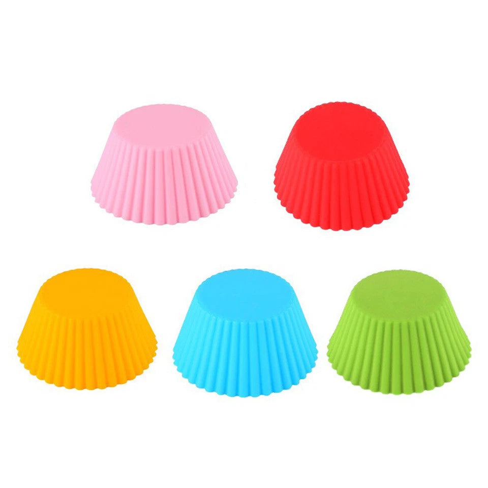 Up to 25x Round Cup Cake Silicone Baking Mould Cupcake Case DIY Bake Mold Muffin