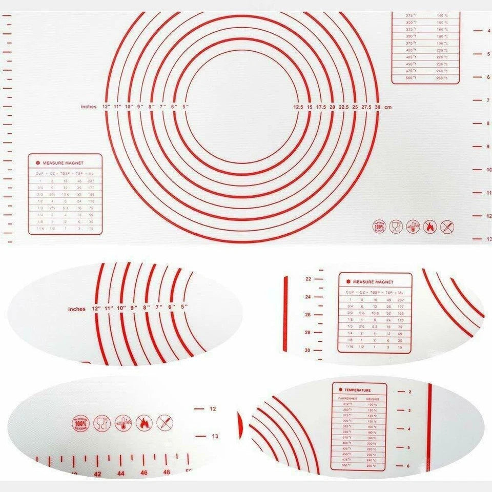 Non-Stick Silicone Baking Mat Rolling Cake Dough Scale Pastry Clay Fondant Sheet