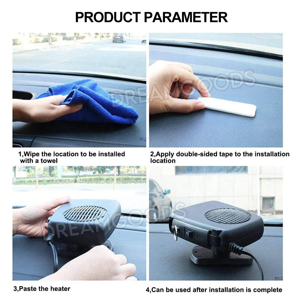 12V Portable Car Heater Fan Vehicle Windscreen Ceramic Heater Defroster Demister
