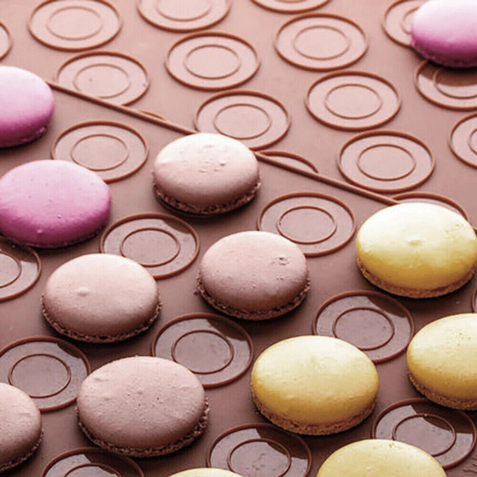 30/48 Cavities Macaron Macaroon Baking Mat Cake Silicone Tray Sheet 4 Nozzles