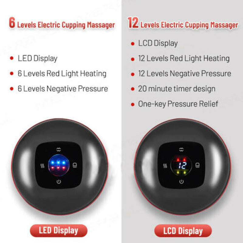 Portable Slimming Massager 12 Levels Electric Cupping Red Light Heating Therapy