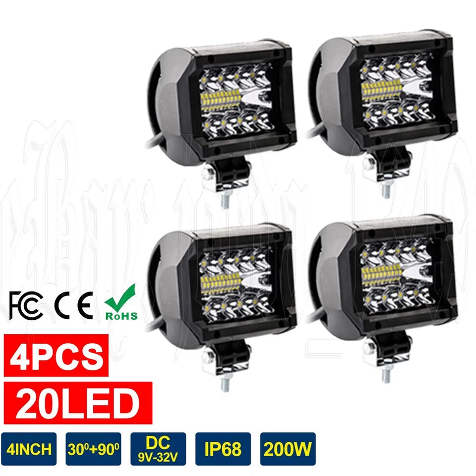 12V LED Work Light Bar Flood Spot Lights With Adjustable mounting bracket Driving Lamp Offroad Car Truck ATV SUV