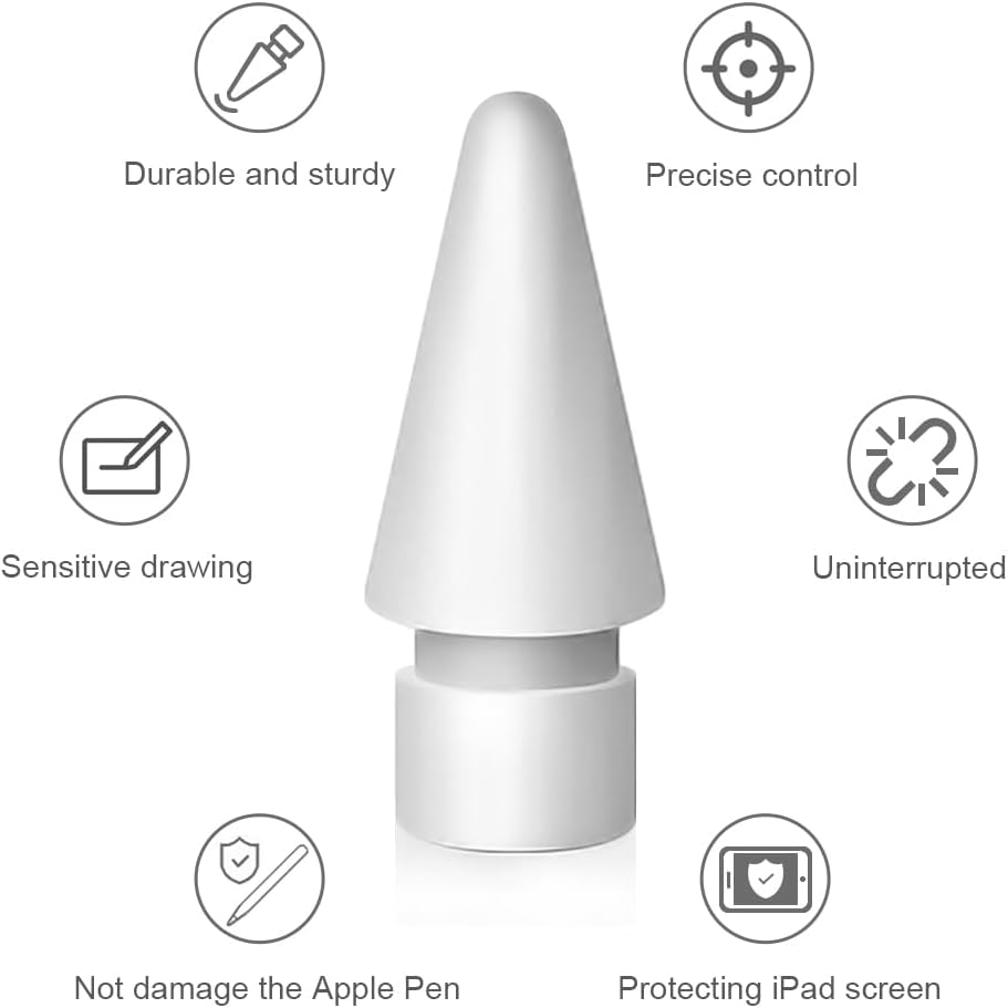4 Packs Tips Replacement Stylus Pen Nibs Compatible For Apple Pencil 1st Gen 2nd Gen Pen iPad Pro (Copy)