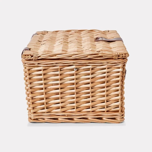 4 Person Picnic Basket Set 25 Pcs Rattan Wicker Basket Outdoor Cutlery Set