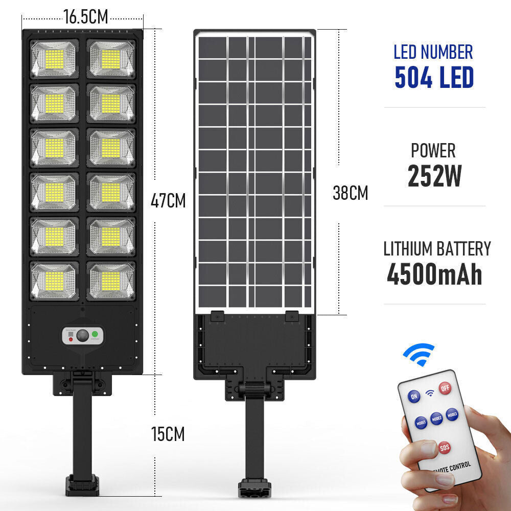 Super Bright 504 LED Solar Outdoor Floodlight Motion Sensor Security Light for Garden Walkway