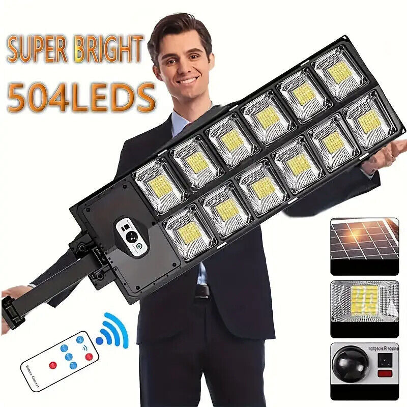 Super Bright 504 LED Solar Outdoor Floodlight Motion Sensor Security Light for Garden Walkway