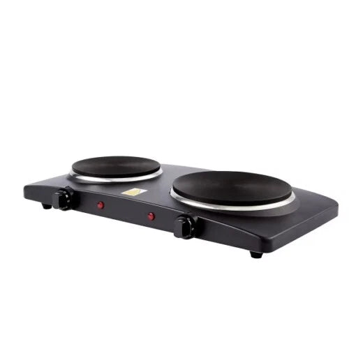 Portable Double Hot Plate Electric Cooktop Black Non Slip Dual Cooking Cooker