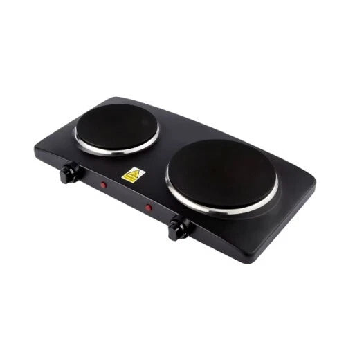Portable Double Hot Plate Electric Cooktop Black Non Slip Dual Cooking Cooker