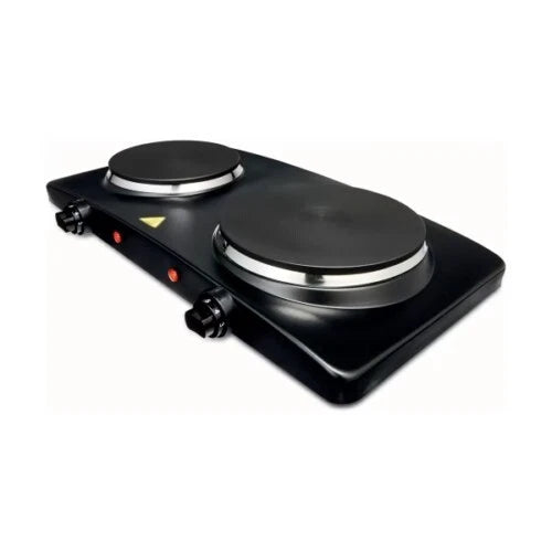 Portable Double Hot Plate Electric Cooktop Black Non Slip Dual Cooking Cooker