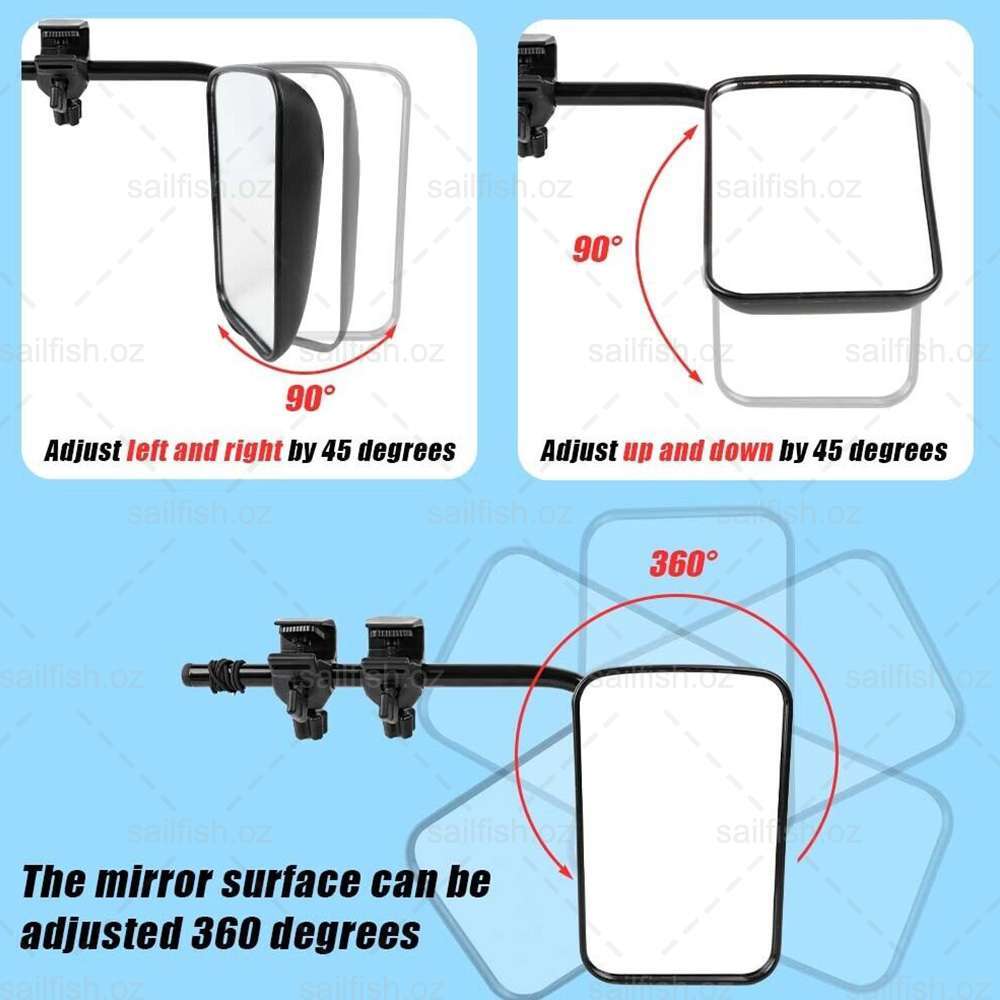 2 PCS Towing Mirrors Heavy Duty Universal Fit Towing Mirrors Caravan 4X4 Trailer