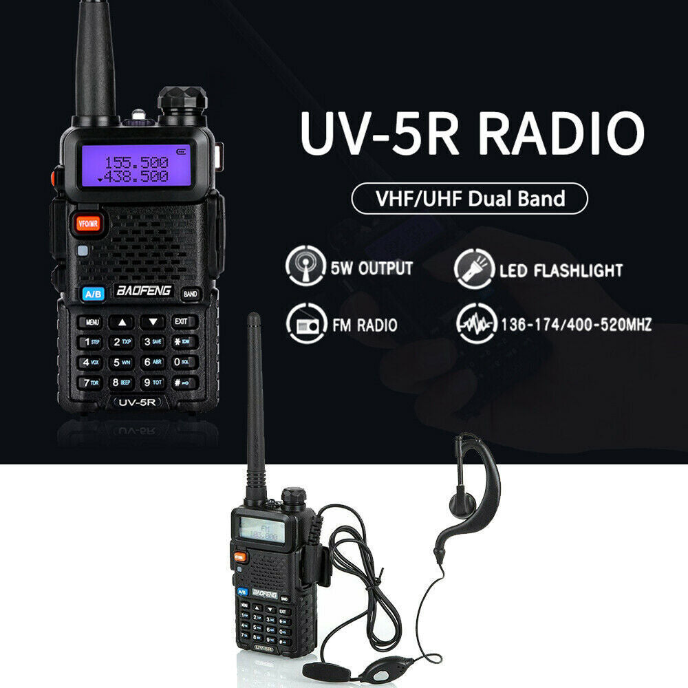 UV-5R Two Way Radio Walkie Talkie LCD Long Range  UHF with Headsets