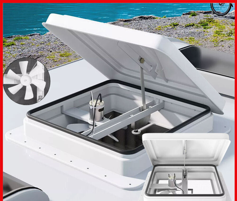 Caravan Roof Vent 355X355Mm 12V Fan RV Shower Hatch Flyscreen Motor Roof Vent