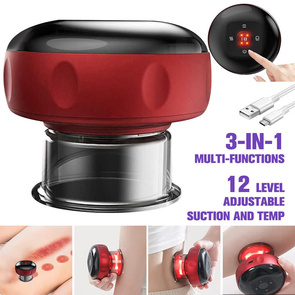 Portable Slimming Massager 12 Levels Electric Cupping Red Light Heating Therapy
