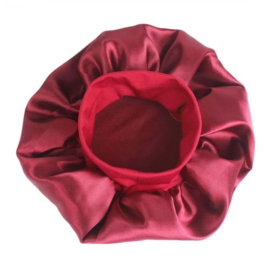 Sleeping Bonnet Hair Wrap Silk Satin Cap Women Elastic Night Soft Hat Headwear