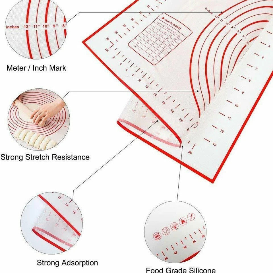Non-Stick Silicone Baking Mat Rolling Cake Dough Scale Pastry Clay Fondant Sheet