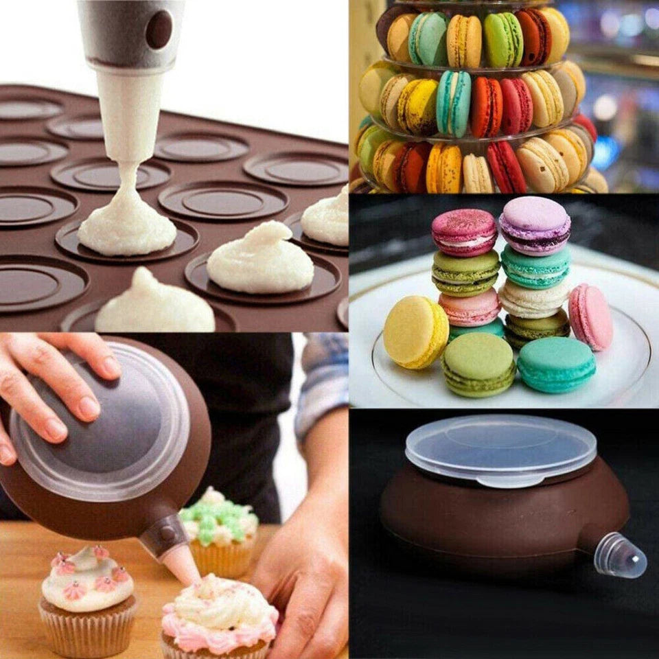 30/48 Cavities Macaron Macaroon Baking Mat Cake Silicone Tray Sheet 4 Nozzles