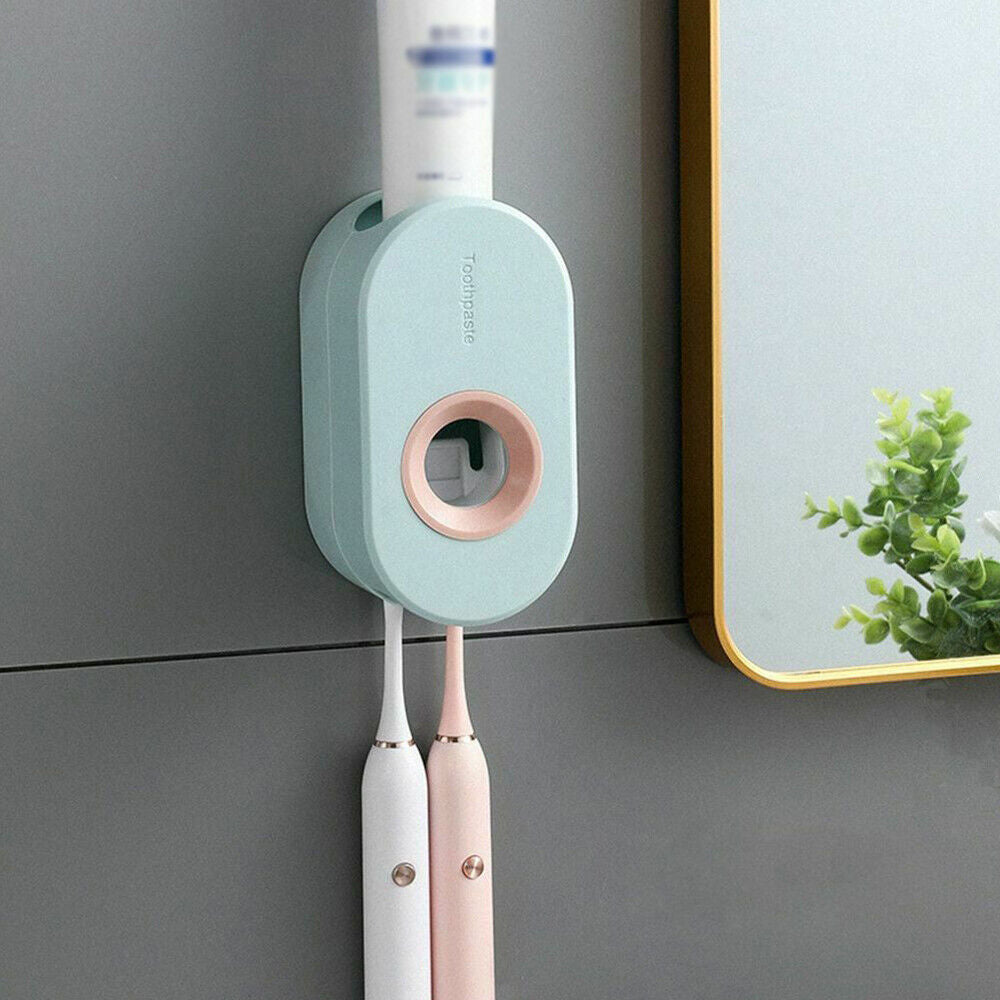 Automatic Toothpaste Dispenser Toothbrush Holder Bathroom Wall-Mounted Rack
