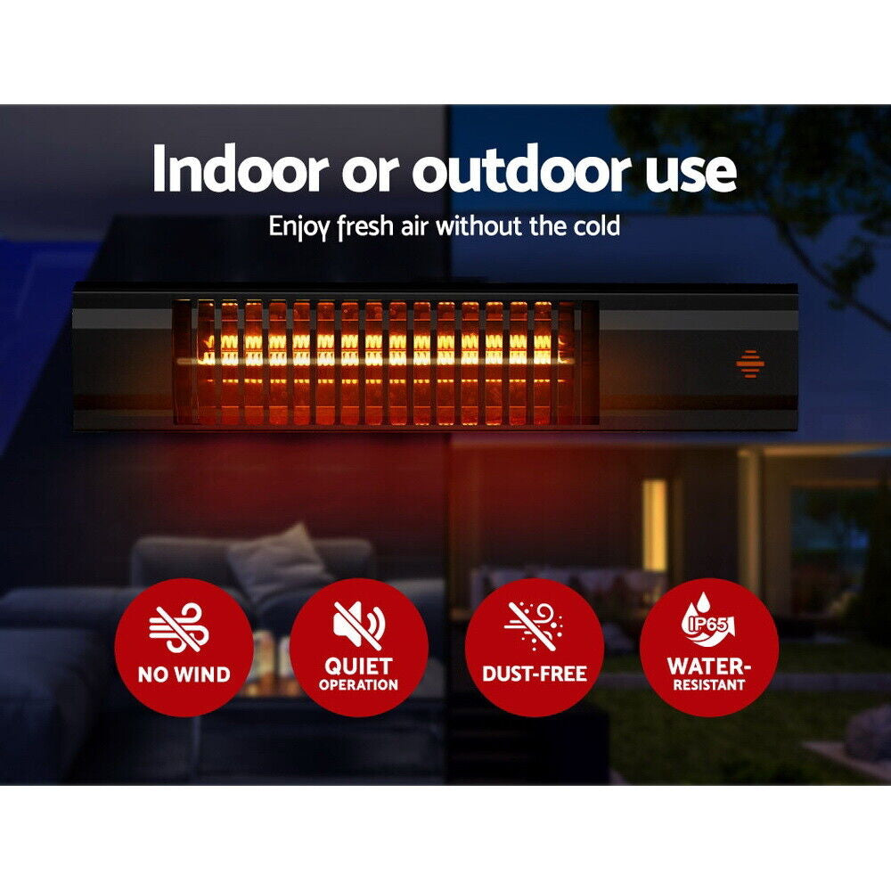 Devanti Electric Strip Heater Infrared Radiant Heaters Reamote Control 2000W