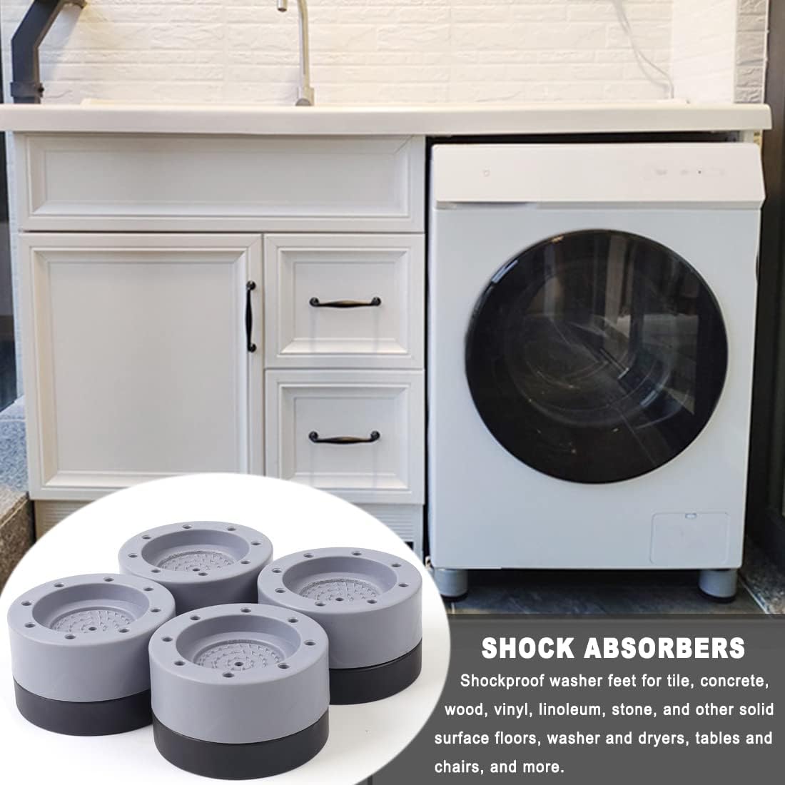 4Pcs Universal Anti-Vibration Non-Slip Supporting Pads Noise-Reducing Shockproof Rubber Feet Mats For Washing Machines, Dryers, Furniture, And More Household Items Avalable In 3 diffrent Sizes 3.5Cm, 6Cm, 8.5Cm