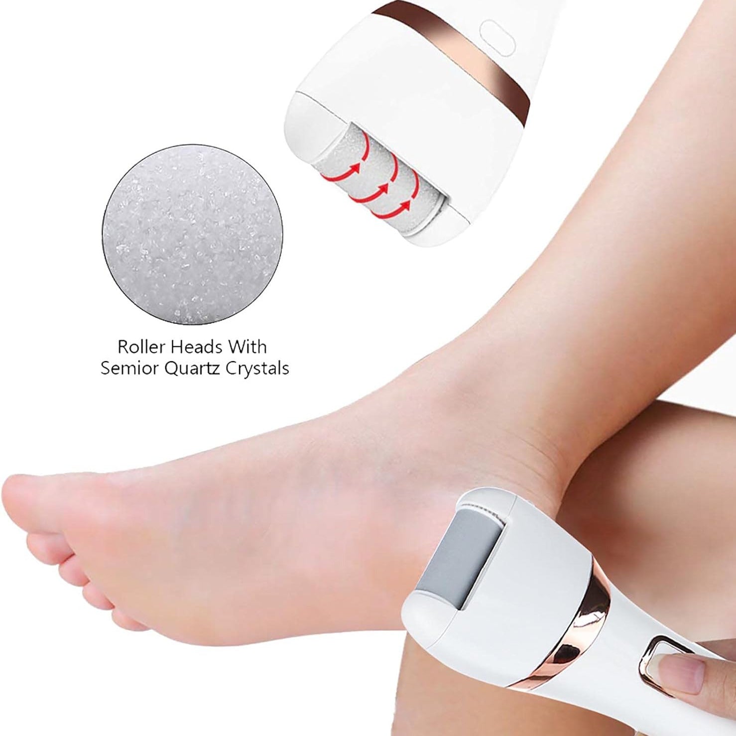 Electric Rechargeable Pedicure Foot Grinder Tool Callus And Dead Hard Skin Remover multipurpose Foot File Shaver With 2 Speeds adjustment Option Includes 3 Replacement Roller Heads And Battery Display