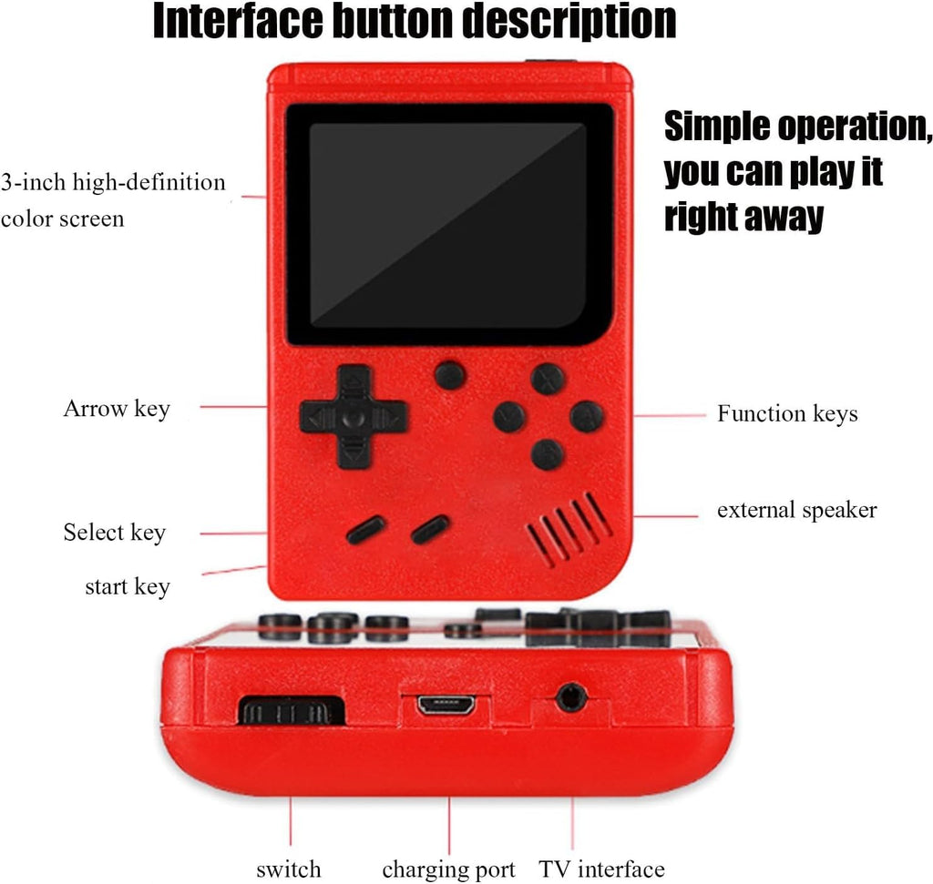 Mini Handheld Retro Game Console For Kids and Adult Classic Mini Console with 400 Classic Games Portable Arcade Game Console Is Pocket Friendly 3.0 Inch Color Screen Support for Connecting TV, Best for Christmas / Birthday / Thanksgiving / Valentine Gift