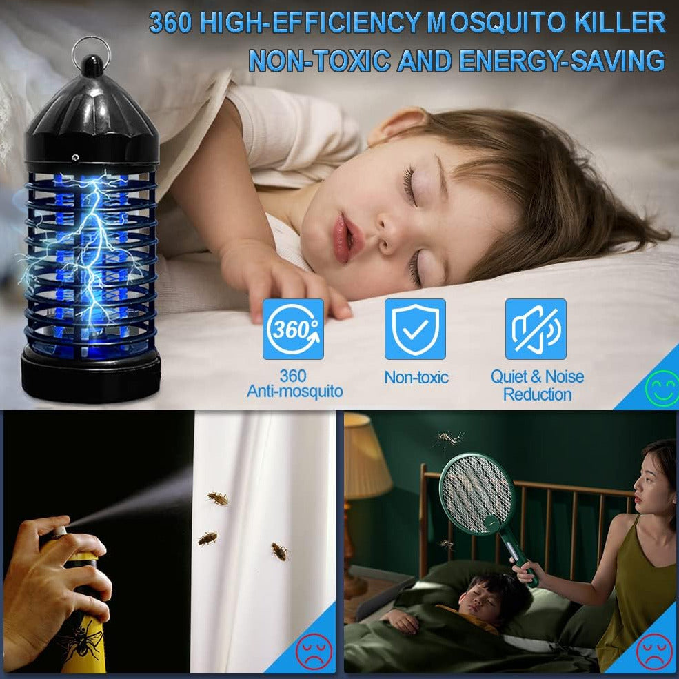 Electric Indoor/Outdoor Insect Killer Zapper Non-Radiation Fly Catcher Mosquito Trap Bug Repellent UV Lamp Night Light Small And Safe Energy Efficient For Home Bedroom Garden Kitchen, Eliminate Moths