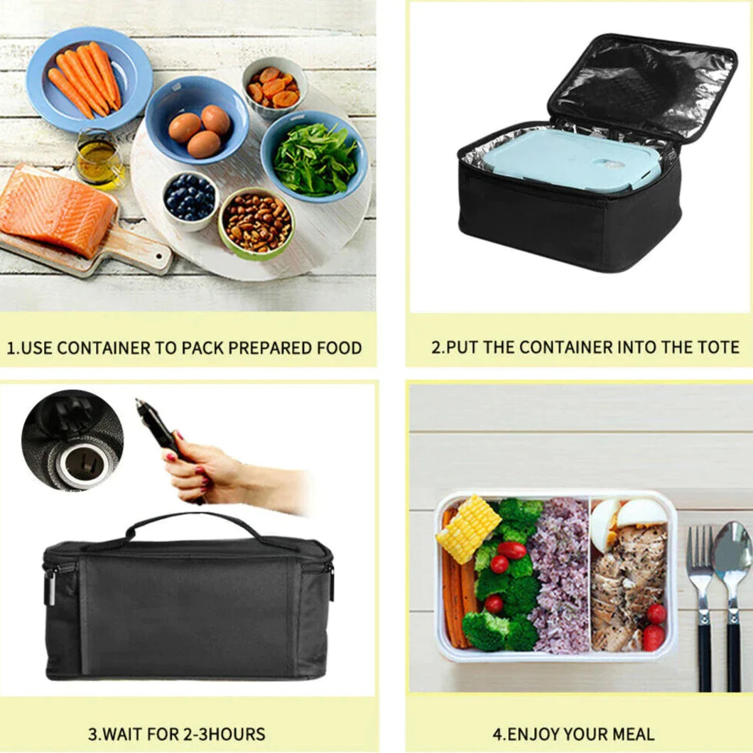 12V Car Electric Heated Lunch Box Portable Food Warmer Mini Microwave Oven Bag