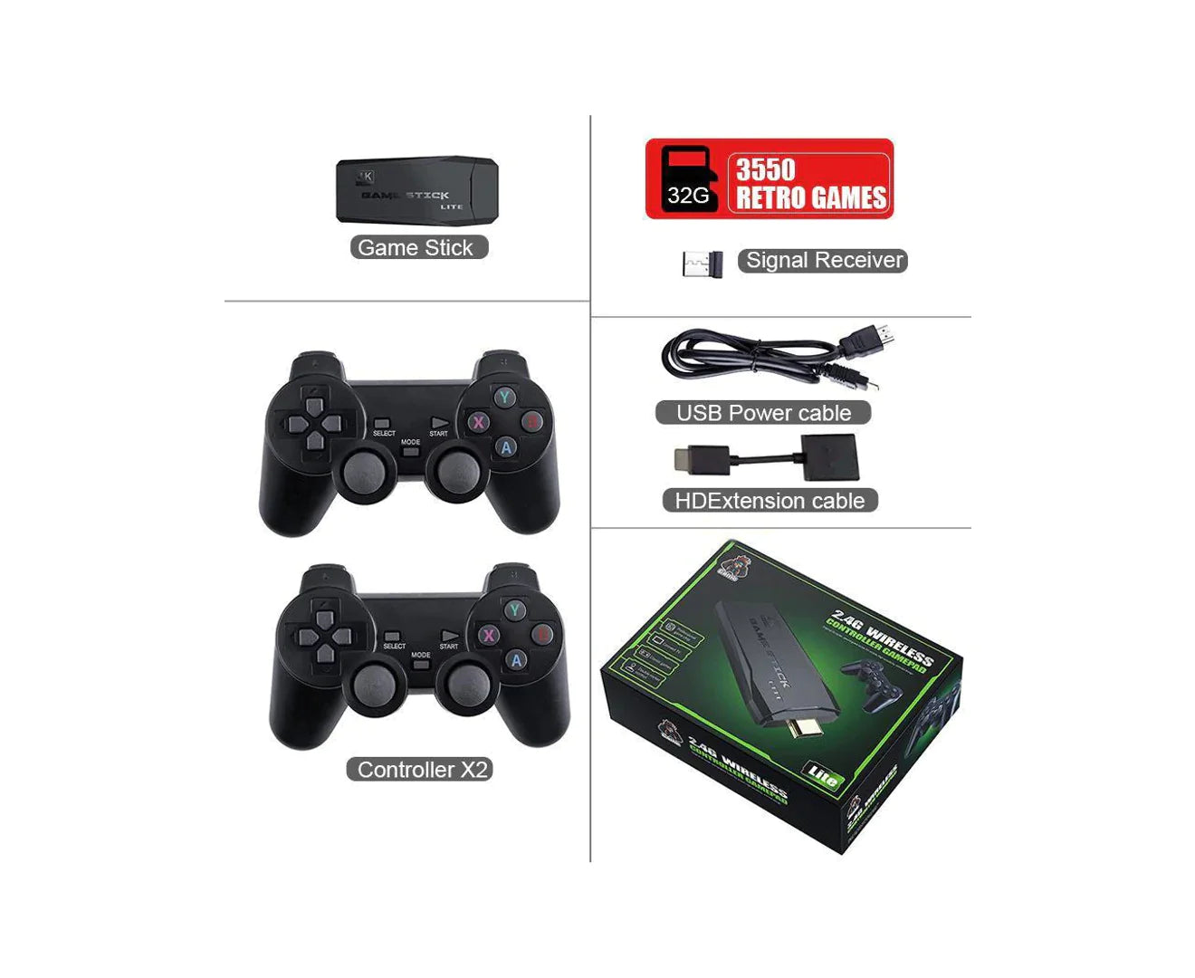 4K Ultra Retro Video Game Stick Pocket Arcade Console With 2 USB Wireless Game-pads 8 Bit Mini Retro Controller HD Dual Output Player With Built in 10000 Retro Classic Games For Kids And Adult Best for Christmas / Birthday / Thanksgiving / Valentine Gift