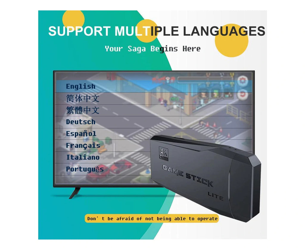 4K HDMI TV Retro Video Game Stick Game Gaming Console Pocket Arcade With 20000 Games & 2 Wireless Controller