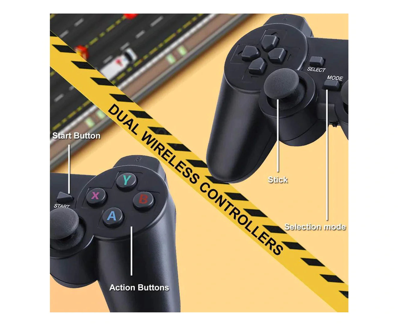 4K Ultra Retro Video Game Stick Pocket Arcade Console With 2 USB Wireless Game-pads 8 Bit Mini Retro Controller HD Dual Output Player With Built in 10000 Retro Classic Games For Kids And Adult Best for Christmas / Birthday / Thanksgiving / Valentine Gift