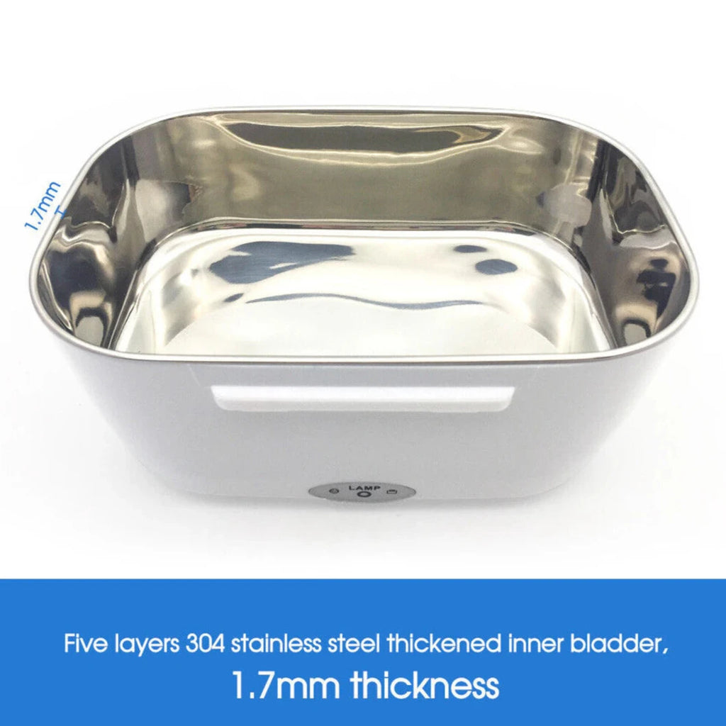 Portable Electric Heated Car Plug Heating Lunch Box Bento Fast Heating Food Warmer with Food Grade Stainless Steel Container 12-24V